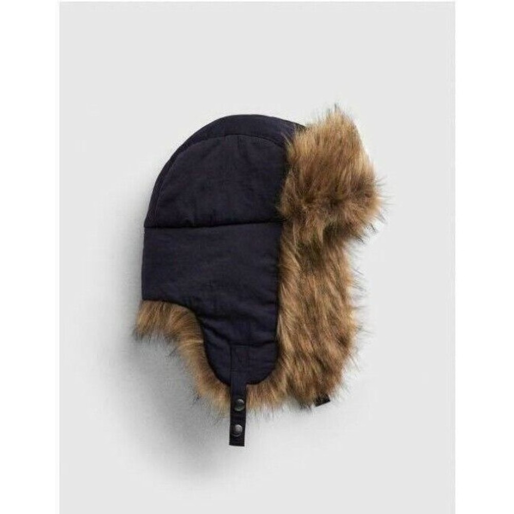 GAP Mens Black Faux Fur Trapper Hat Size S/M $35 NEW